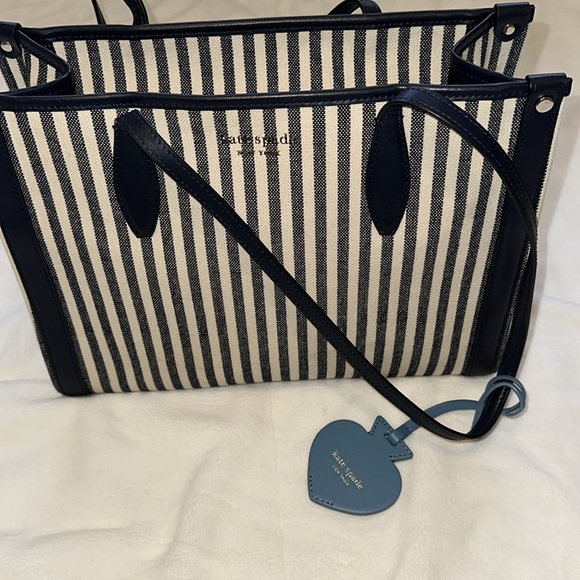 Kate spade navy and cream striped canvas bag - Picture 5 of 17
